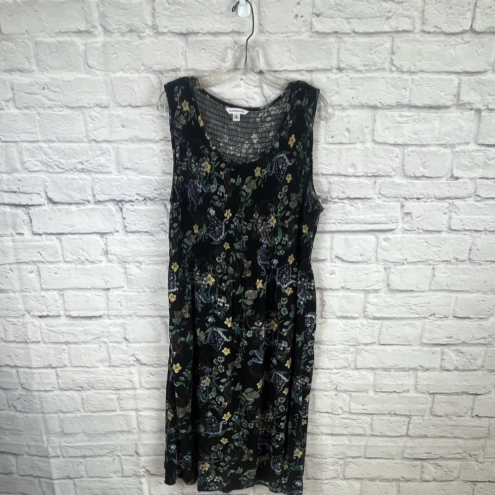 Croft & Barrow Cottage Core Floral Sleeveless Smocked Lightweight Midi Dress L